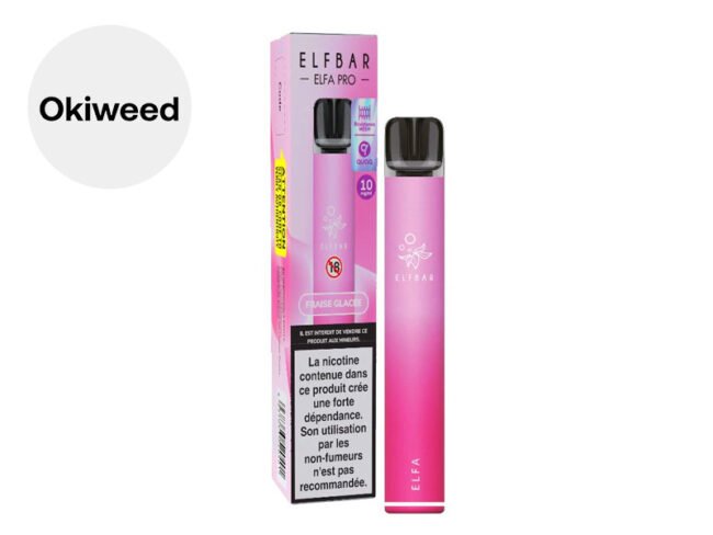 Puff Fraise 1% nicotine (rechargeable) - Elfabar