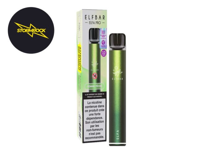 Puff Pomme Pêche 1% nicotine (rechargeable) - Elfabar