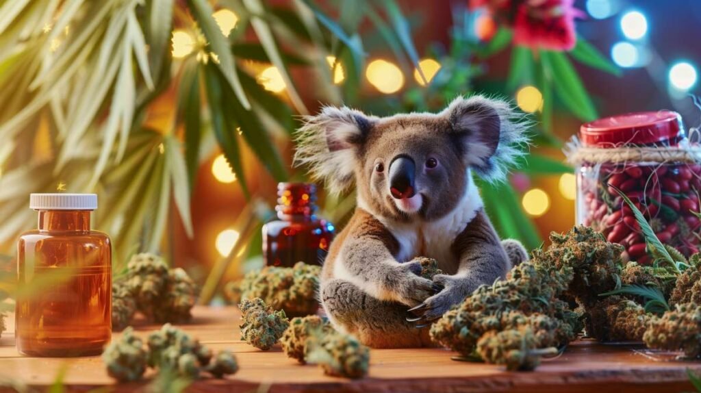 koala cannanews au milieu de produits cbd pendant la saint-valentin